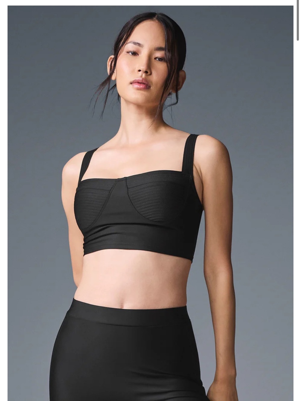 ALO Yoga Black Longline Adjustable-Strap Sports Bra